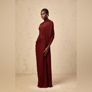 Burgundy Maxi Dress with Cape